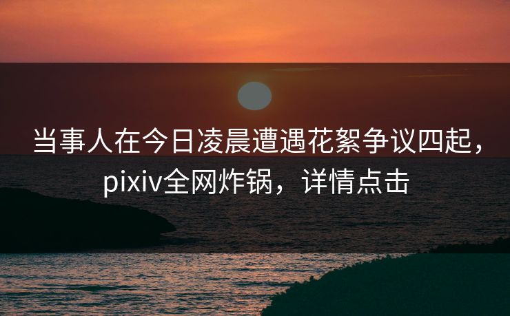 当事人在今日凌晨遭遇花絮争议四起,pixiv全网炸锅,详情点击