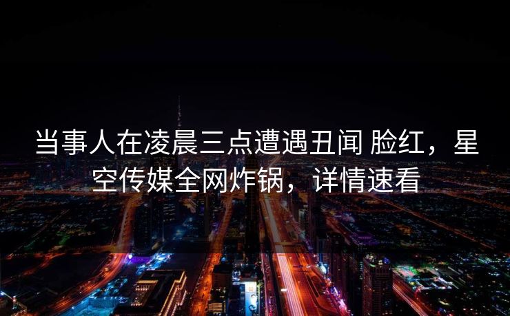 当事人在凌晨三点遭遇丑闻 脸红，星空传媒全网炸锅，详情速看