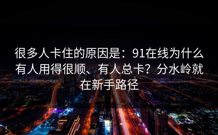 很多人卡住的原因是:91在线为什么有人用得很顺、有人总卡?分水岭就在新手路径